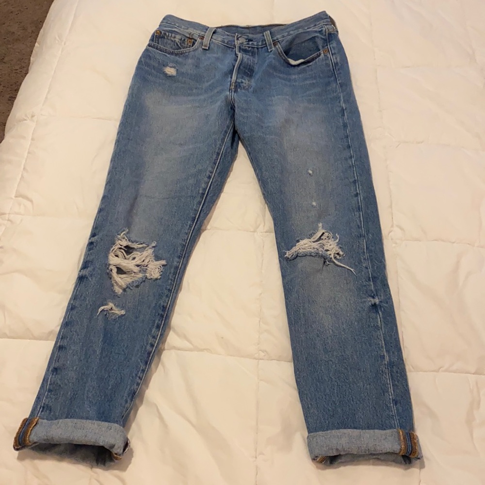 Levi’s 501s skinny with distressing